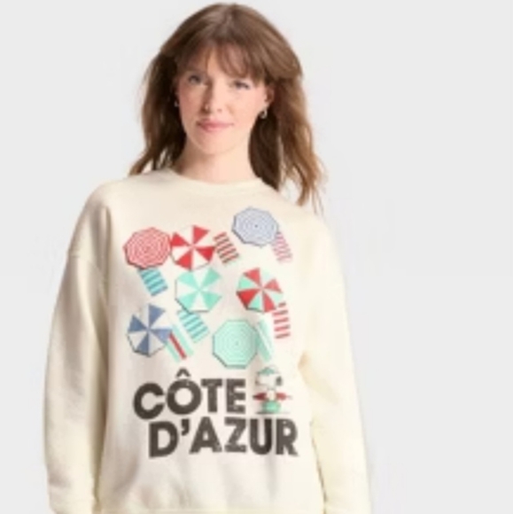 Peanuts Sweaters - Women's Peanuts Cote D'Azur Sweatshirt Sz XS